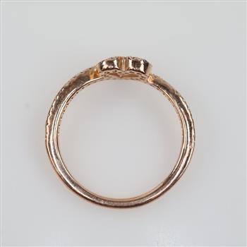 Pandora Sparkling Wishbone Heart Ring Rose GP Over Silver, Clear Stone Accents