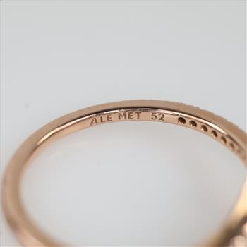 Pandora Sparkling Wishbone Heart Ring Rose GP Over Silver, Clear Stone Accents