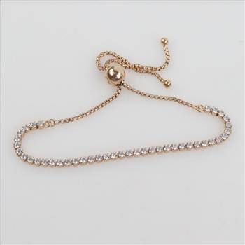 Pandora Sterling Silver 14kt Rose Gold-plated Sparkling Slider Tennis Bracelet