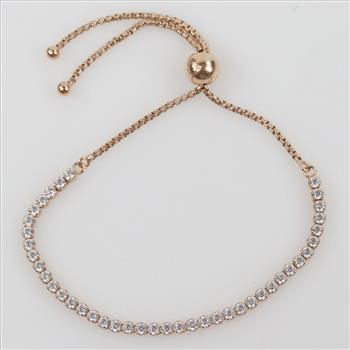 Pandora Sterling Silver 14kt Rose Gold-plated Sparkling Slider Tennis Bracelet