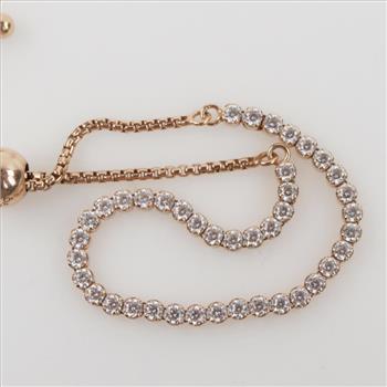 Pandora Sterling Silver 14kt Rose Gold-plated Sparkling Slider Tennis Bracelet