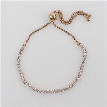 Pandora Sterling Silver 14kt Rose Gold-plated Sparkling Slider Tennis Bracelet