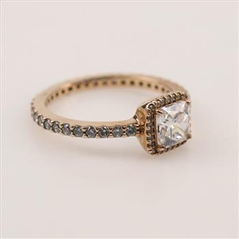 Pandora Sterling Silver 18kt GP Square Sparkle Halo Ring