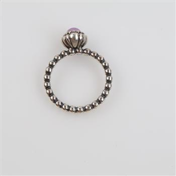 Pandora Sterling Silver Amethyst Beaded Band Ring