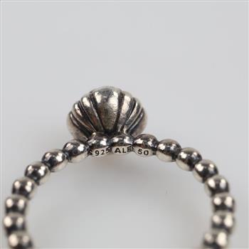 Pandora Sterling Silver Amethyst Beaded Band Ring