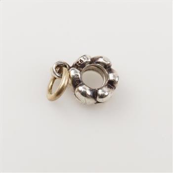 Pandora Sterling Silver And 14kt Gold Diamond Ring Dangle Charm