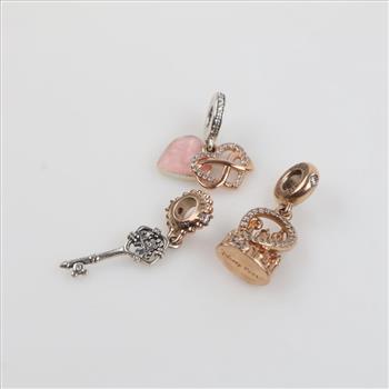 Pandora Sterling Silver And GP Charms Includes Disney, 3 Pieces