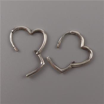 Pandora Sterling Silver Asymmetrical Heart Hoop  Earrings