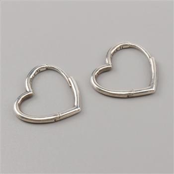 Pandora Sterling Silver Asymmetrical Heart Hoop  Earrings