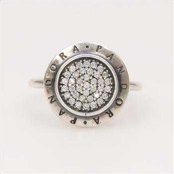 Pandora Sterling Silver Authentic Pave Signature Logo Ring