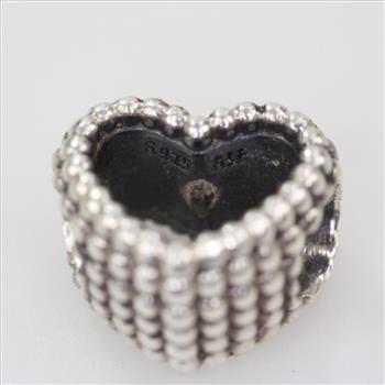 Pandora Sterling Silver Beaded Heart Charm 2.98g