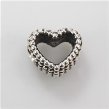 Pandora Sterling Silver Beaded Heart Charm 2.98g