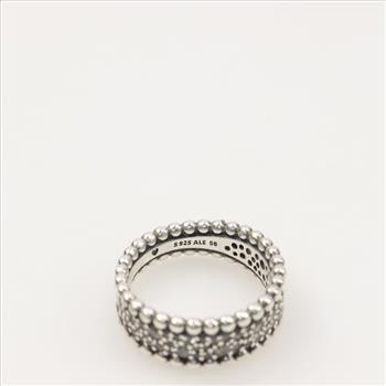 Pandora Sterling Silver Beaded Pave Band Ring