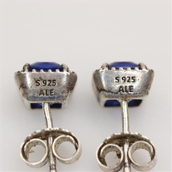 Pandora Sterling Silver Blue Stone Stud Earrings