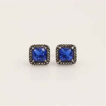 Pandora Sterling Silver Blue Stone Stud Earrings