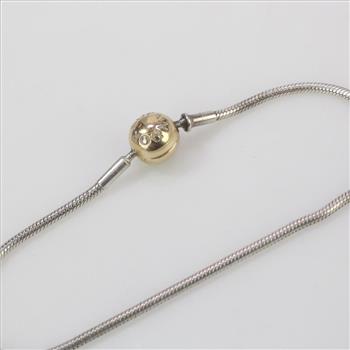 Pandora Sterling Silver Bracelet 14kt Gold Clasp 6.80g