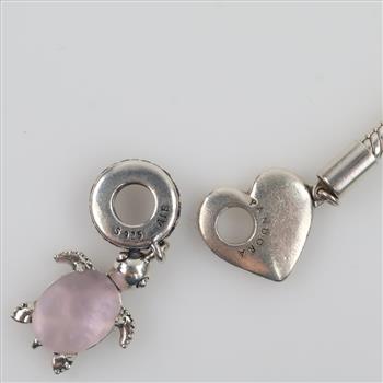 Pandora Sterling Silver Bracelet And Charm, 2 Pieces