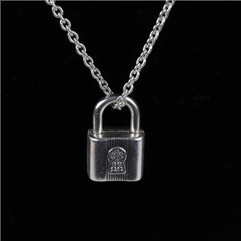 Pandora Sterling Silver Cable Chain Necklace With Padlock Pendant