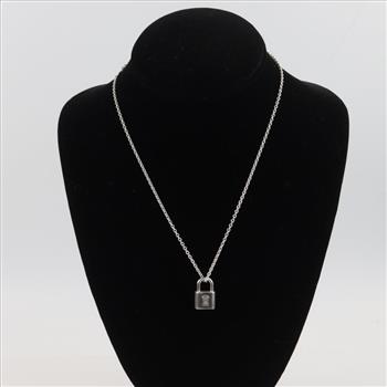 Pandora Sterling Silver Cable Chain Necklace With Padlock Pendant