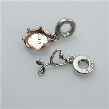 Pandora Sterling Silver Charm, 2 Pieces