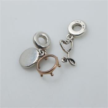 Pandora Sterling Silver Charm, 2 Pieces