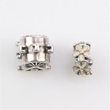 Pandora Sterling Silver Charm , 2 Pieces