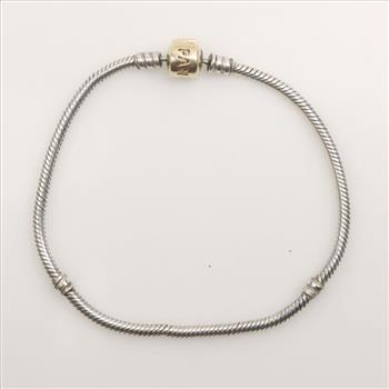 Pandora Sterling Silver Charm Bracelet With 14kt Gold Clasp