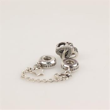 Pandora Sterling Silver Charms, 2 Pieces