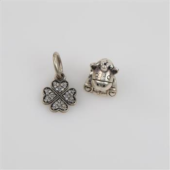 Pandora Sterling Silver Charms, 2 Pieces