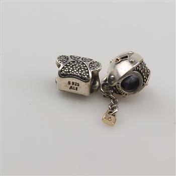 Pandora Sterling Silver Charms, 2 Pieces