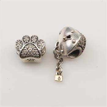 Pandora Sterling Silver Charms, 2 Pieces