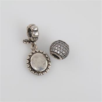 Pandora Sterling Silver Charms, 2 Pieces
