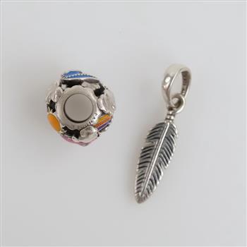 Pandora Sterling Silver Charms, 2 Pieces