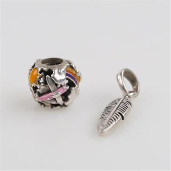 Pandora Sterling Silver Charms, 2 Pieces