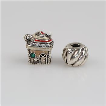 Pandora Sterling Silver Charms, 2 Pieces