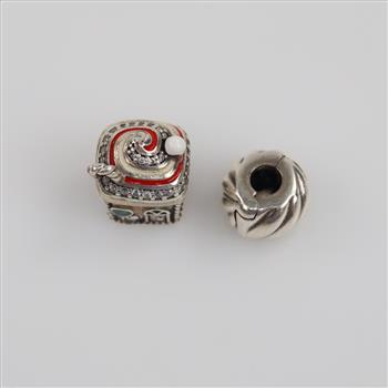 Pandora Sterling Silver Charms, 2 Pieces