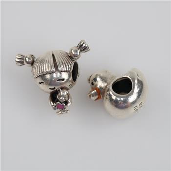 Pandora Sterling Silver Charms, 2 Pieces