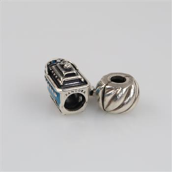 Pandora Sterling Silver Charms, 2 Pieces