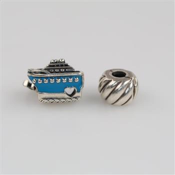 Pandora Sterling Silver Charms, 2 Pieces