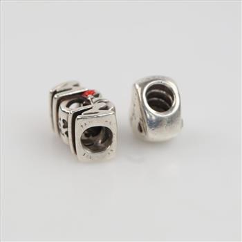 Pandora Sterling Silver Charms, 2 Pieces