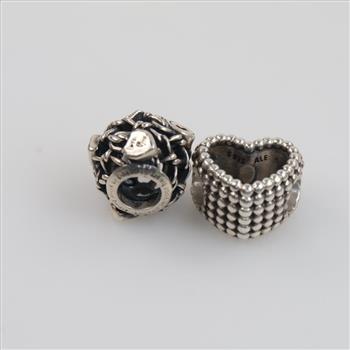 Pandora Sterling Silver Charms, 2 Pieces