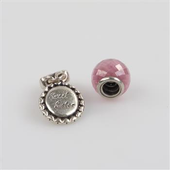 Pandora Sterling Silver Charms, 2 Pieces