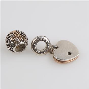 Pandora Sterling Silver Charms, 2 Pieces