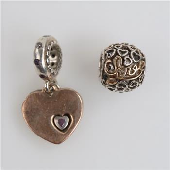 Pandora Sterling Silver Charms, 2 Pieces