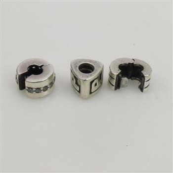 Pandora Sterling Silver Charms, 3 Pieces