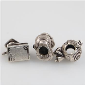 Pandora Sterling Silver Charms, 3 Pieces