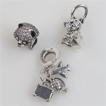 Pandora Sterling Silver Charms , 3 Pieces