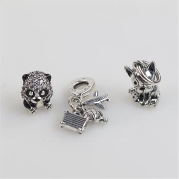 Pandora Sterling Silver Charms , 3 Pieces