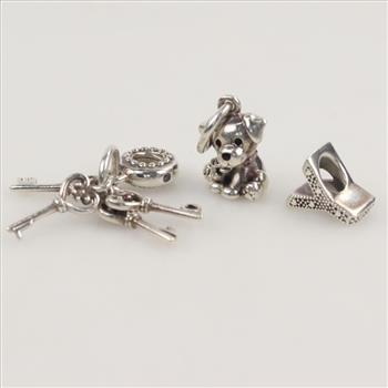 Pandora Sterling Silver Charms, 3 Pieces