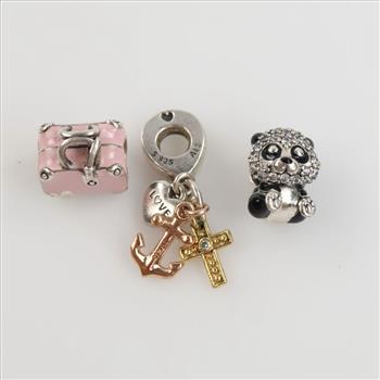 Pandora Sterling Silver Charms, 3 Pieces